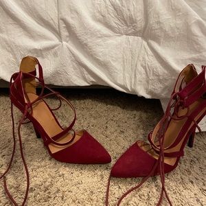 Red tie up heels